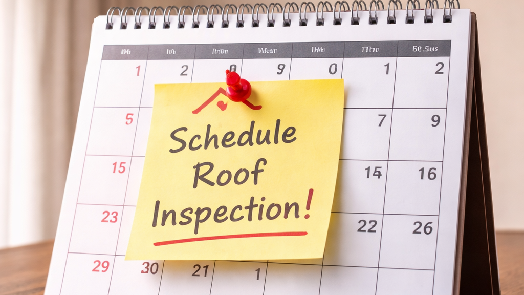 A calendar reminding to schedule a roof inspection
