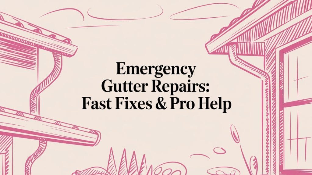 Illustrated blog cover graphic for Emergency Gutter Repairs: Fast Fixes & Pro Help