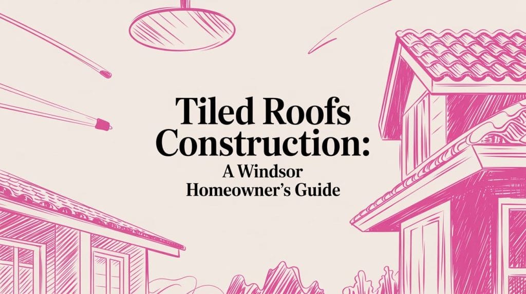 Illustrated blog cover graphic for Tiled Roofs Construction: A Windsor Homeowner's Guide