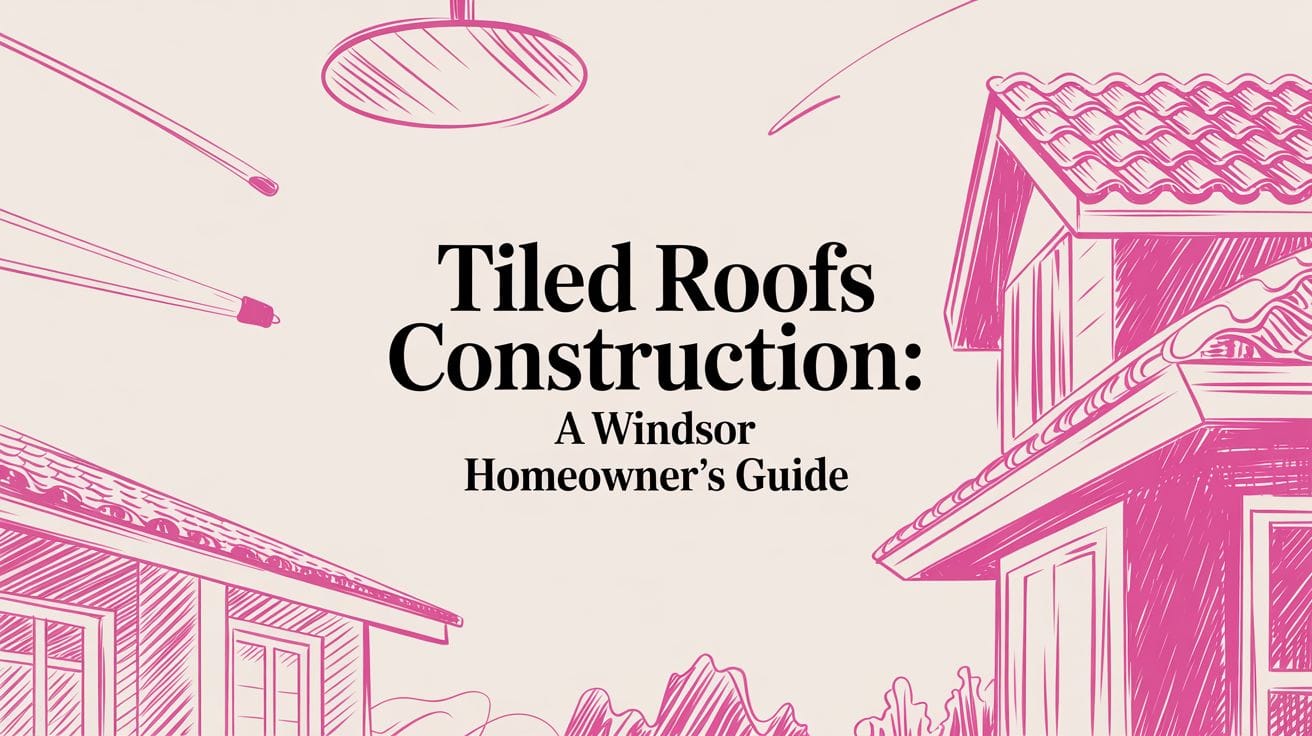 Illustrated blog cover graphic for Tiled Roofs Construction: A Windsor Homeowner's Guide