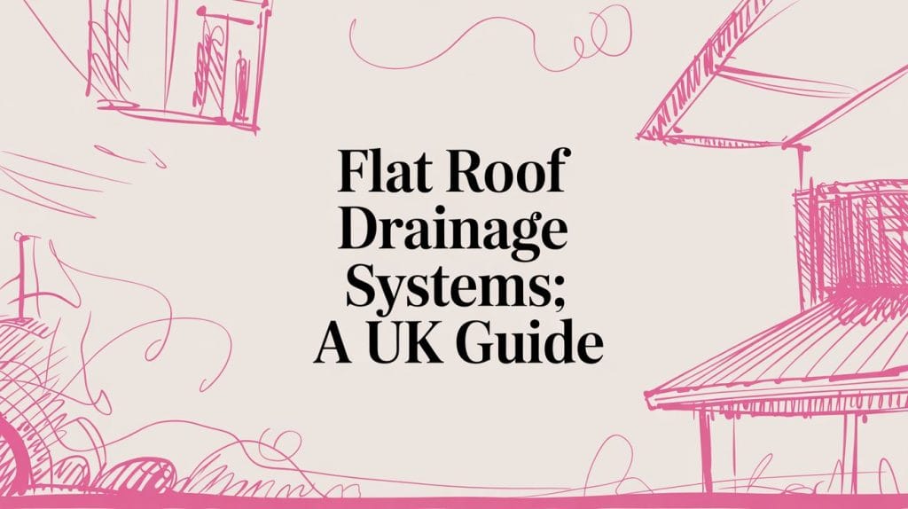 Illustrated blog cover graphic for Flat Roof Drainage Systems: A UK Guide