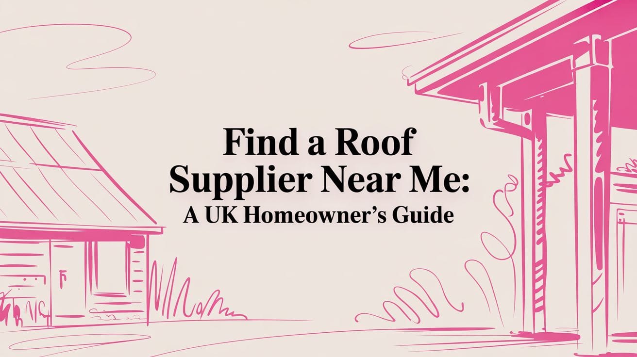 Illustrated blog cover graphic for Find a Roof Supplier Near Me: A UK Homeowner's Guide