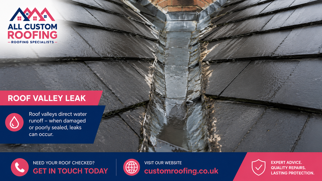 Roof Valley Leak Repair by All Custom Roofing