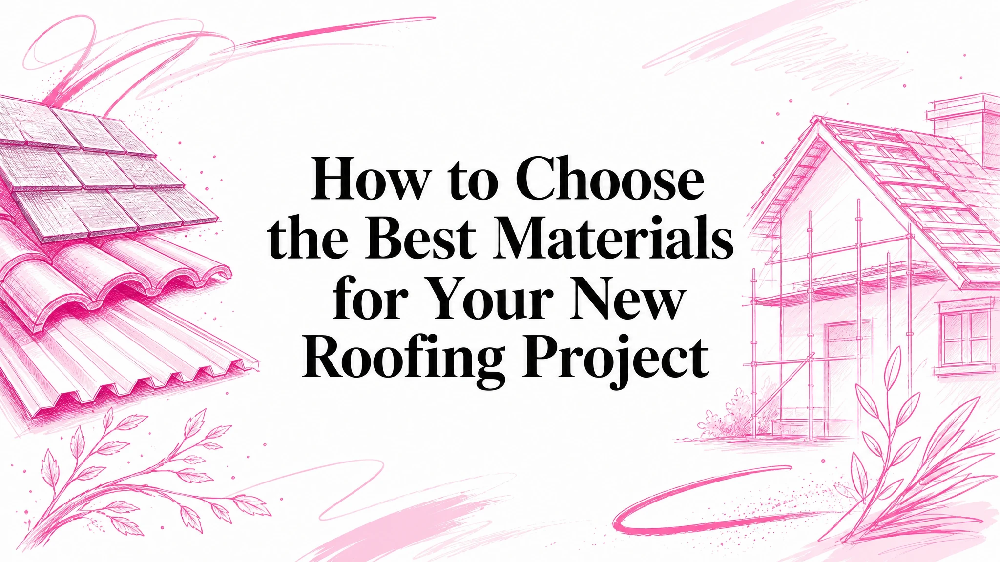 Illustrated blog cover graphic for How to Choose the Best Materials for Your New Roofing Project