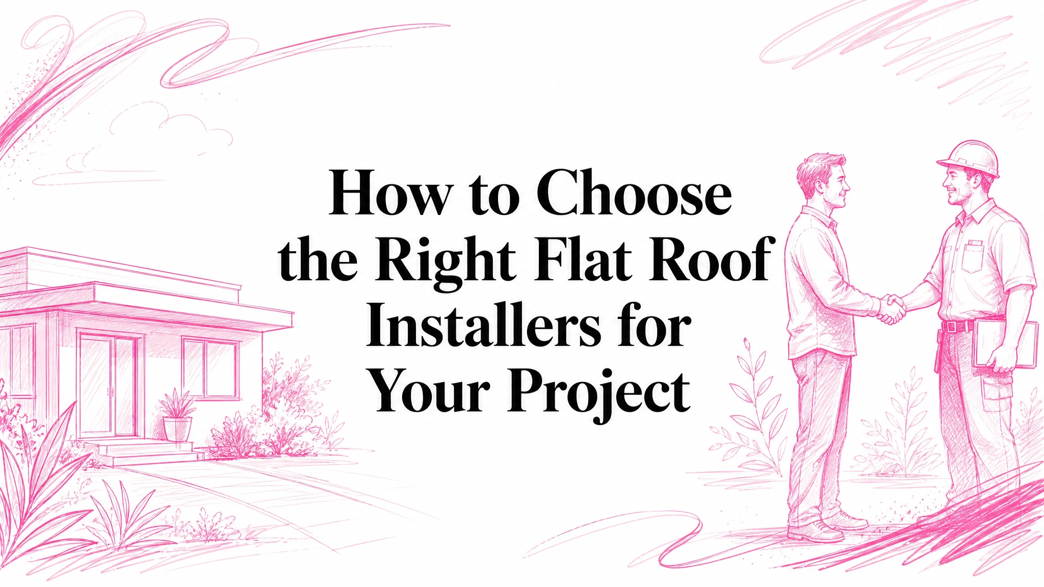 Illustrated blog cover graphic for How to Choose the Right Flat Roof Installers for Your Project