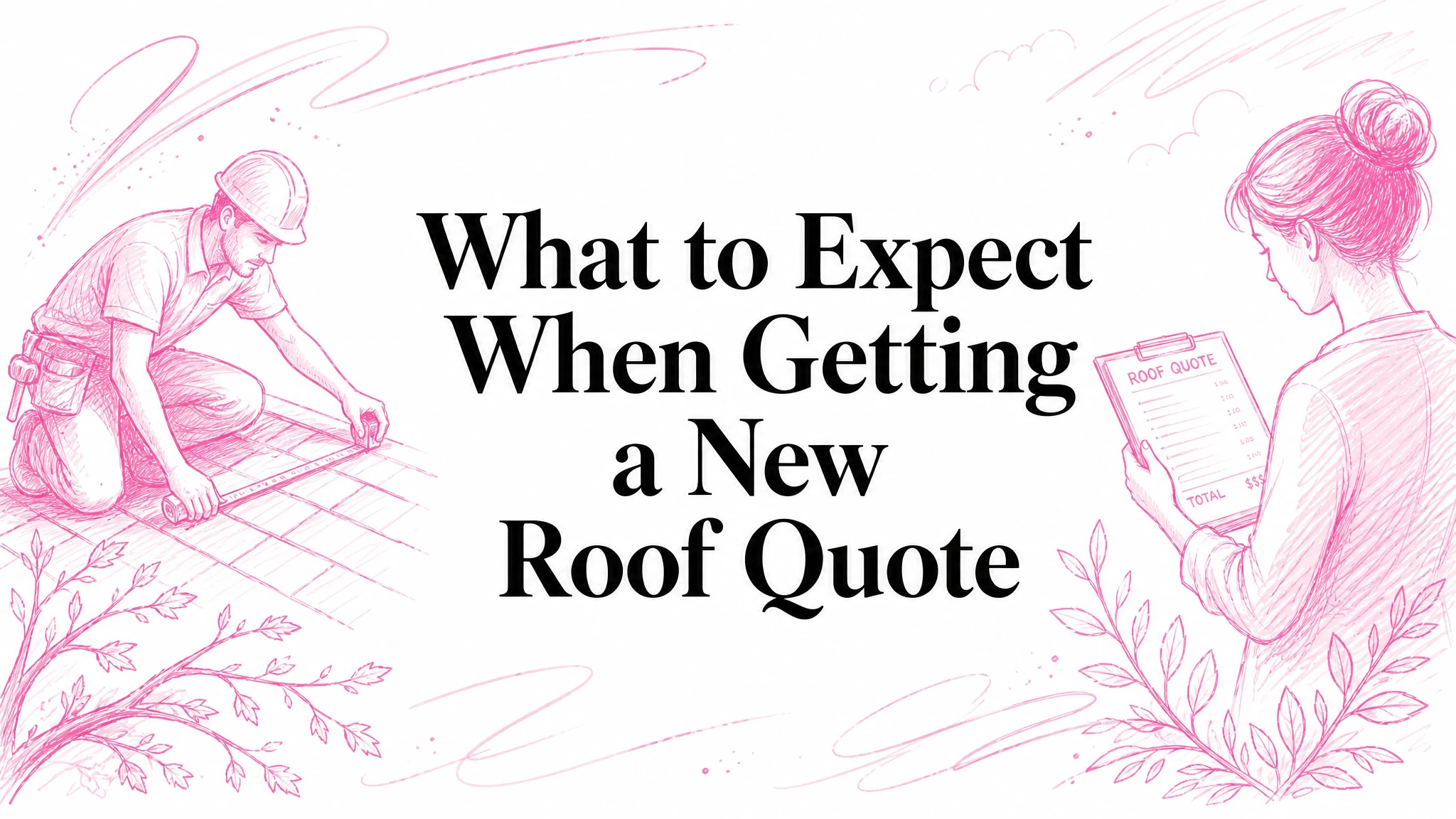 Illustrated blog cover graphic for What to Expect When Getting a New Roof Quote