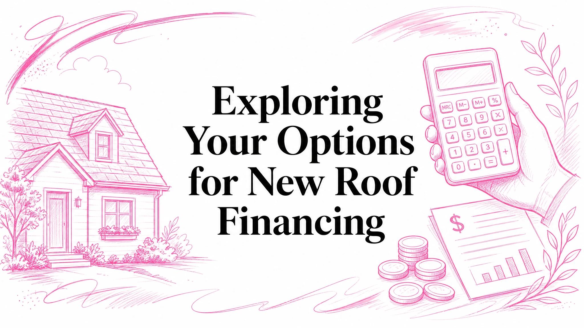 Illustrated blog cover graphic for Exploring Your Options for New Roof Financing