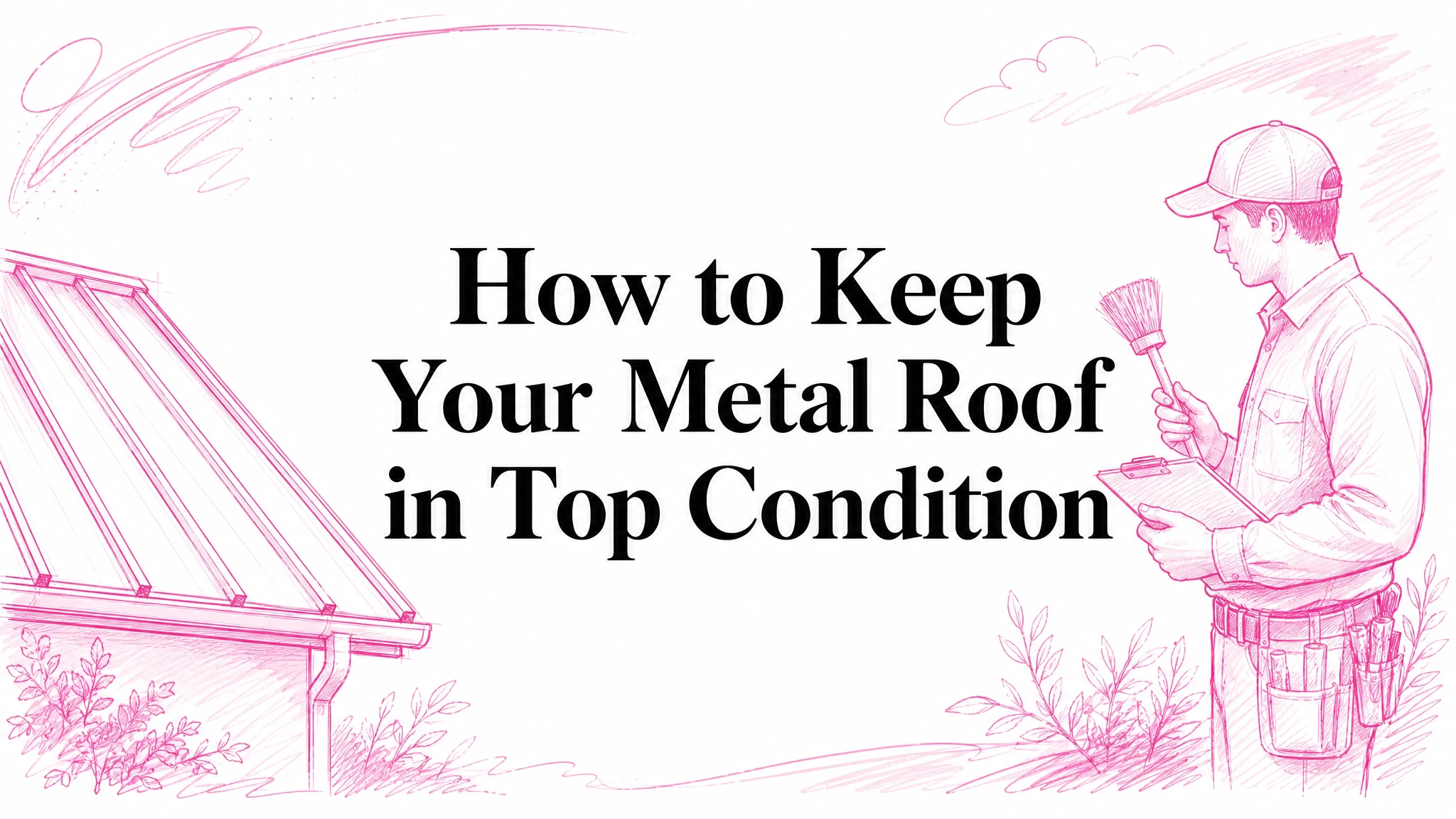 Illustrated blog cover graphic for How to Keep Your Metal Roof in Top Condition with Proper Maintenance