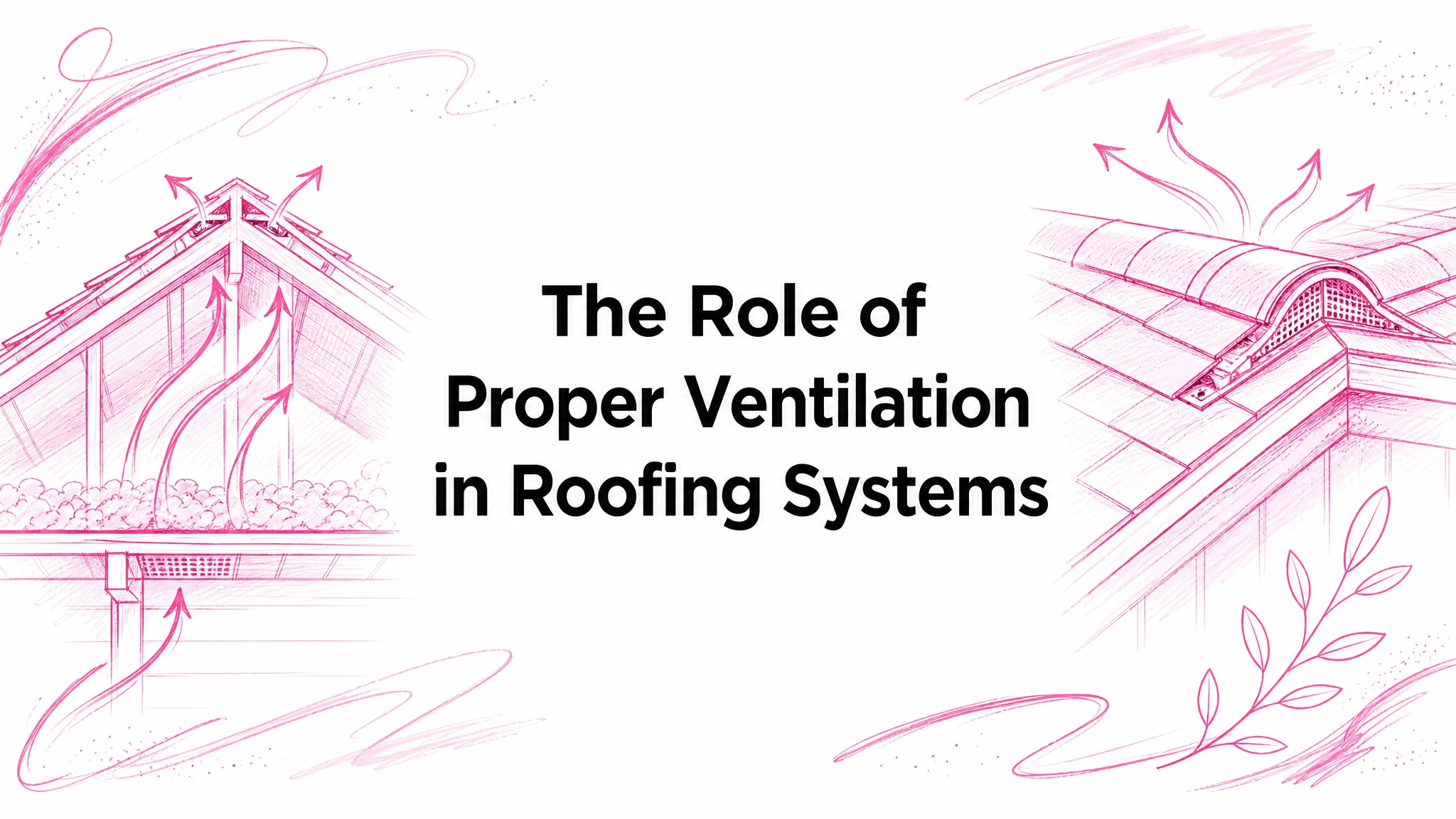 Illustrated blog cover graphic for The Role of Proper Ventilation in Roofing Systems